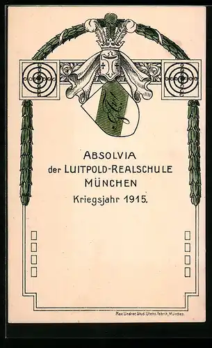 AK München, Absolvia der Luitpold-Realschule 1915, Studentenwappen