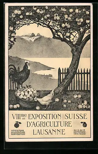 Künstler-AK Lausanne, VIII. Exposition Suisse d`Agriculture 1910, Ausstellung