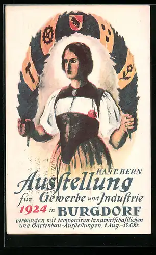 Künstler-AK Burgdorf, Kant. Bern. Ausstellung für Gewerbe und Industrie 1924