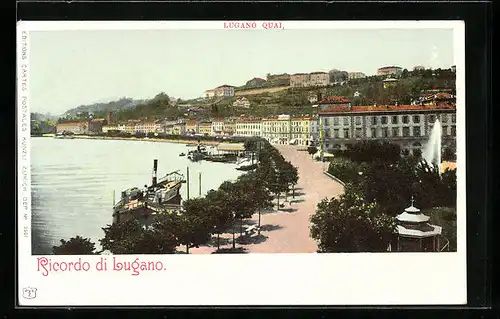 AK Lugano, Quai aus der Vogelschau