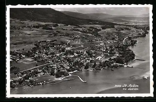 AK St-Aubin, Fliegeraufnahme des Ortes