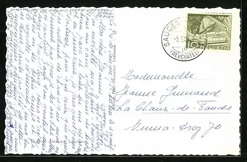 AK St-Aubin, Fliegeraufnahme des Ortes