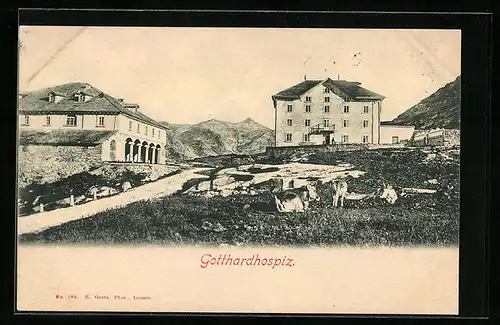 AK Airolo, Gotthardhospiz mit Strasse