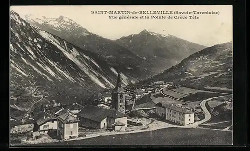 AK Saint-Martin-de-Belleville, Vue générale et la Pointe de Crève Tête