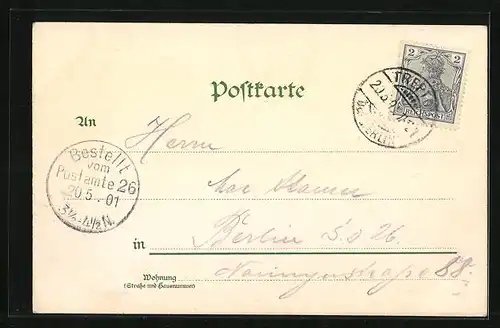 Lithographie Berlin-Treptow, Dampferstation und Gasthaus, Tunnel der U-Bahn in Stralau