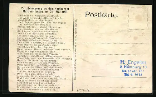 AK Hamburg, Margueritentag am 24. Mai 1911