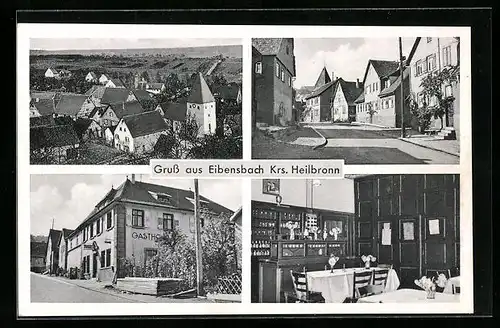 AK Eibensbach /Krs. Heilbronn, Ortsansicht, Gasthof zur Rose, Bes.: Karl Horlacher