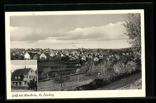 AK Wimsheim /Kr. Leonberg, Ortsansicht, Geschäftsh. Scholl