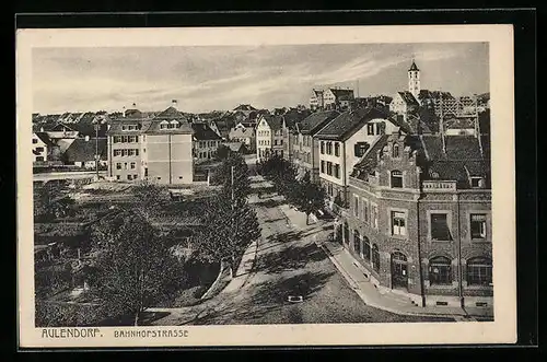 AK Aulendorf, Häuserpartie an der Bahnhofstrasse