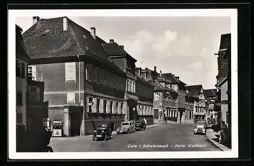 AK Calw i. Schwarzwald, Partie am Hotel Waldhorn