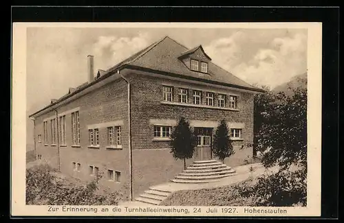 AK Hohenstaufen, Zur Erinnerung an die Turnhalleneinweihung 1927