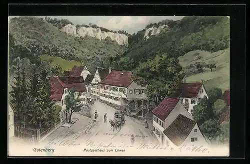 Künstler-AK Gutenberg, Postgasthaus zum Löwen