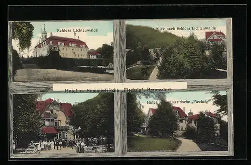 AK Braunsdorf i. Zschopautal, Schloss Lichtenwalde, Hotel Flechsig