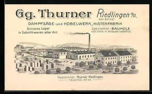 AK Riedlingen a. D., Gg. Thurner Hobelwerk, Kistenfabrik