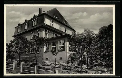 AK Augustusburg /Erzgeb., Hotel-Restaurant und Cafe Paul Friedrich mit Garten