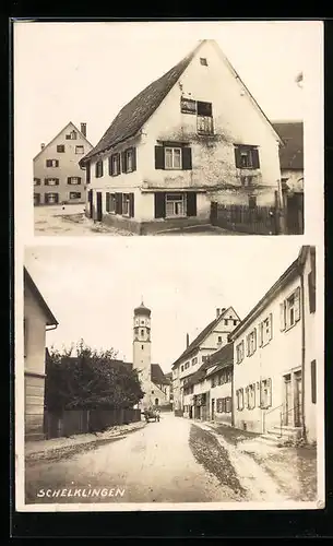 AK Schelklingen, Ortspartie, Strassenpartie mit Kirche