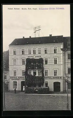 AK Schandau /Sa., Hotel Anker Rob. Augst., Strassenansicht