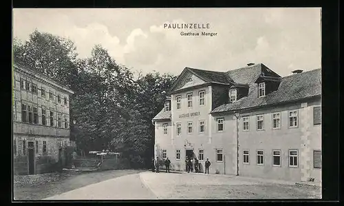 AK Paulinzelle, Blick zum Gasthaus Menger