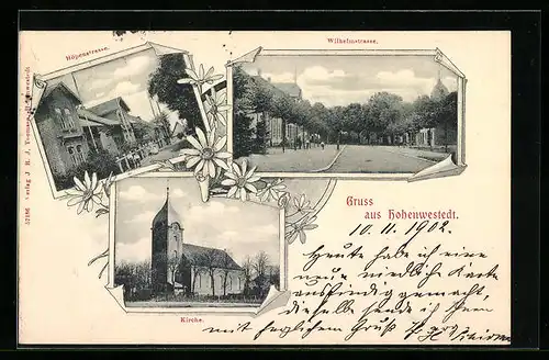 AK Hohenwestedt, Höpenstrasse, Wilhelmstrasse, Kirche