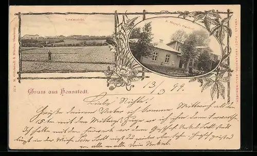 AK Hennstedt, Totalansicht, F. Meyers Gasthof