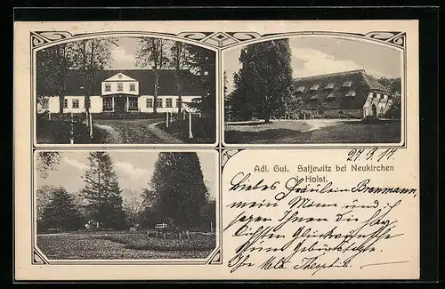 AK Neukirchen i. Holst., Adl. Gut Satjewitz, Mehrfachansicht