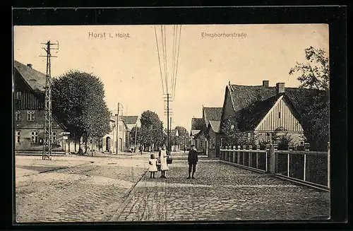 AK Horst i. Holst., Elmshornerstrasse mit Anwohnern