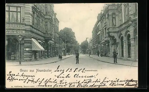 AK Neumünster, Kielerstrasse mit Geschäften