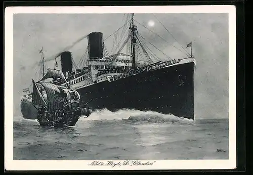 AK Passagierschiff Columbus des Nordd. Lloyd, Karavelle Santa Maria