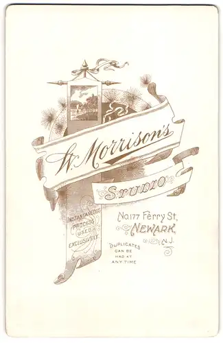 Fotografie W, Morrison, Newark N.J., Ferry St. 177, Banderole mit Fotografenname, Landschaftsbild