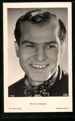 AK Schauspieler René Deltgen mit fröhlichem Lächeln