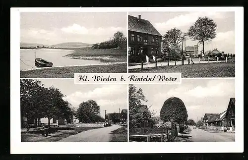 AK Kl. Wieden b. Rinteln, Ortspartie, Strassenpartie, Uferpartie