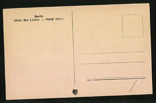 AK Berlin, Unter den Linden, Hotel Adlon