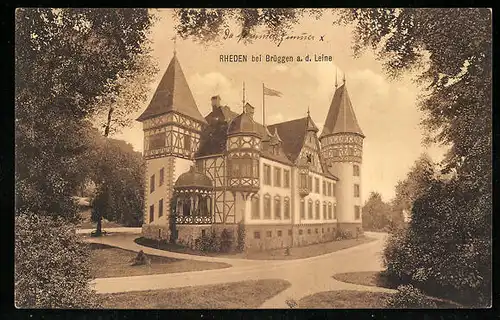 AK Rheden b. Brüggen, Blick auf Fachwerkhaus mit Türmen