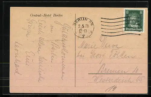 AK Berlin, Central-Hotel
