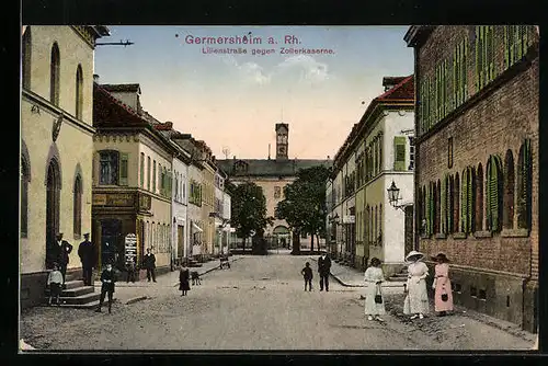 AK Germersheim a. Rh., Lilienstrasse gegen Zollerkaserne