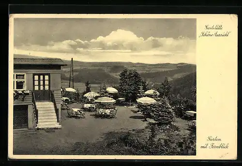 AK Bad Steben, Gasthaus Schöne Aussicht, Garten mit Fernblick