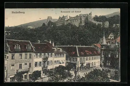 AK Heidelberg, Kornmarkt mit Schloss