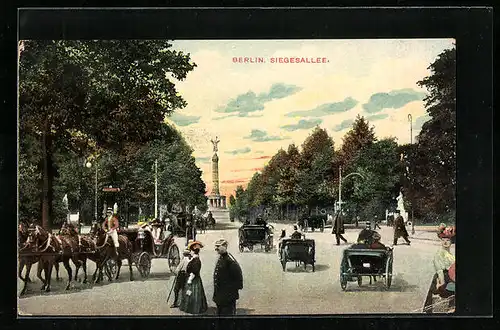 AK Berlin-Tiergarten, Kutschen auf der Siegesallee