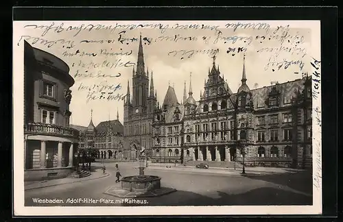 AK Wiesbaden, Platz mit Rathaus