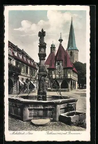 AK Michelstadt i. Odw., Brunnen vor dem Rathaus
