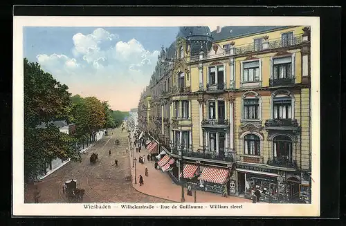 AK Wiesbaden, Wilhelmstrasse mit Geschäften