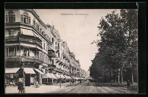 AK Wiesbaden, Blick in die Wilhelmstrasse