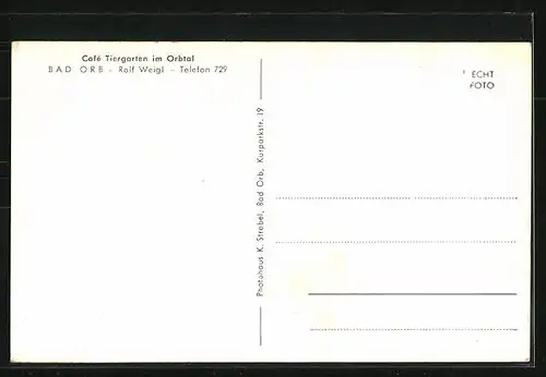 AK Bad Orb, Café Tiergarten