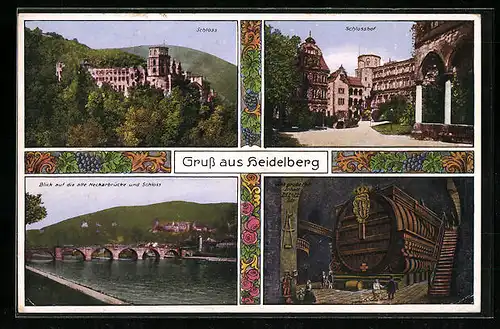 AK Heidelberg, Schloss, Schlosshof, Das grosse Fass