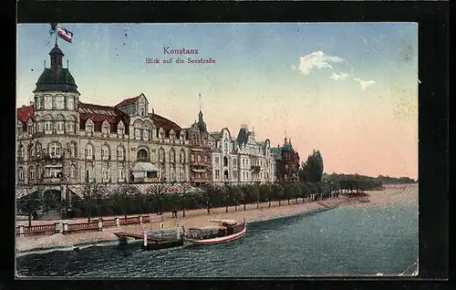 AK Konstanz, Seestrasse mit Bootssteg