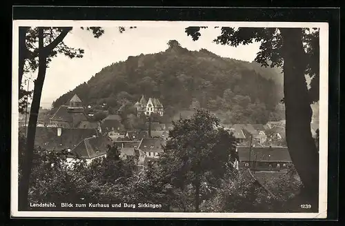 AK Landstuhl, Blick zum Kurhaus und Burg Sickingen