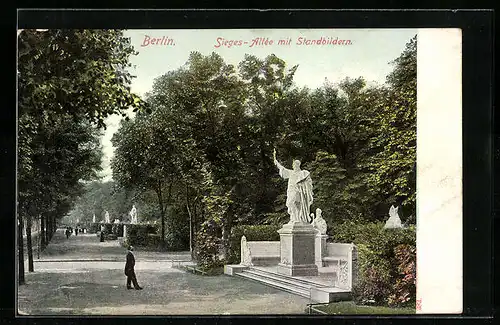 AK Berlin-Tiergarten, Sieges-Allée mit Standbildern