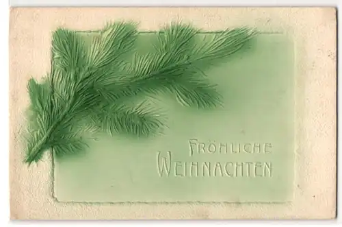 Präge-Airbrush-AK Weihnachtsgruss mit Tannenzweig