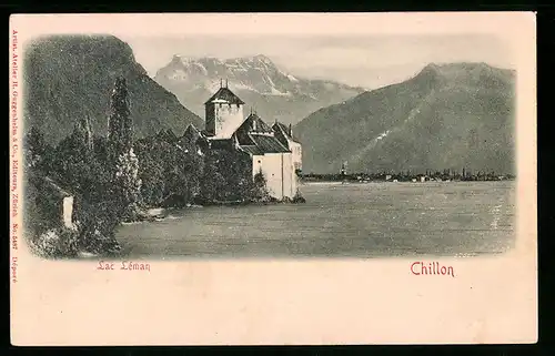 Relief-AK Chillon, Schloss am Genfersee
