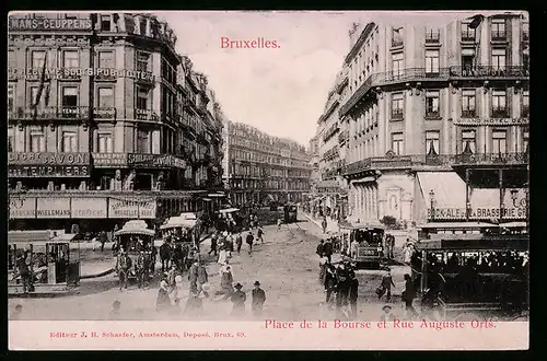 Relief-AK Brüssel / Bruxelles, Place de la Bourse et Rue Auguste Orts